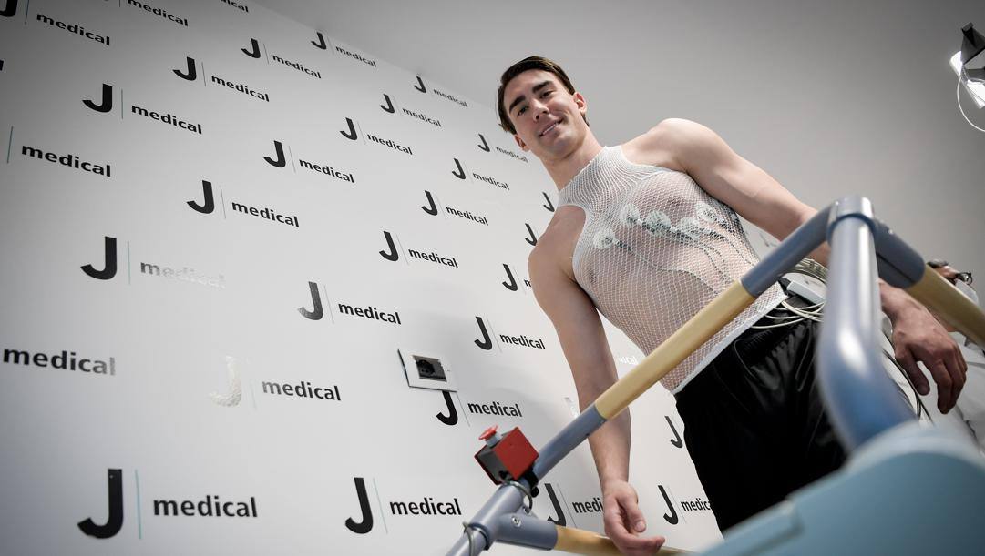 Dusan Vlahovic durante le visite mediche al J Medical. Getty 