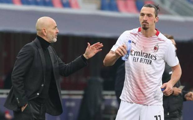 Stefano Pioli con Zlatan Ibrahimovic. Ansa 