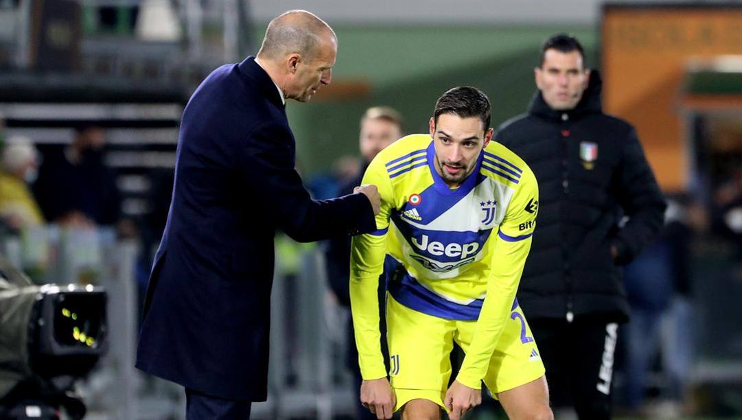 Max Allegri conm Mattia De Sciglio. LaPresse 