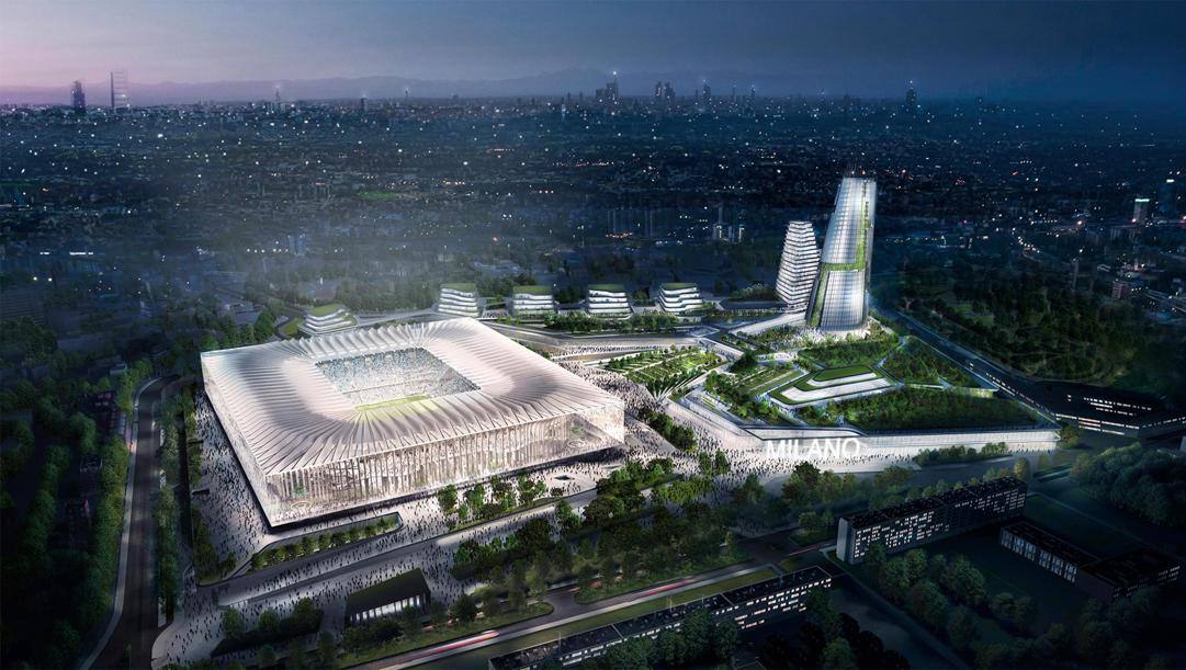 Il progetto bloccato del nuovo stadio di Inter  e Milan. Ansa 