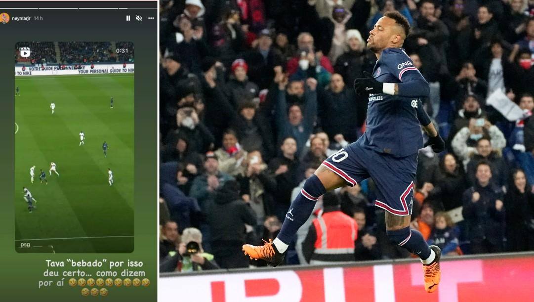 La "storia" postata su IG da Neymar, che contro il Lorient ha realizzato un gol strepitoso, con tunnel iniziale. 