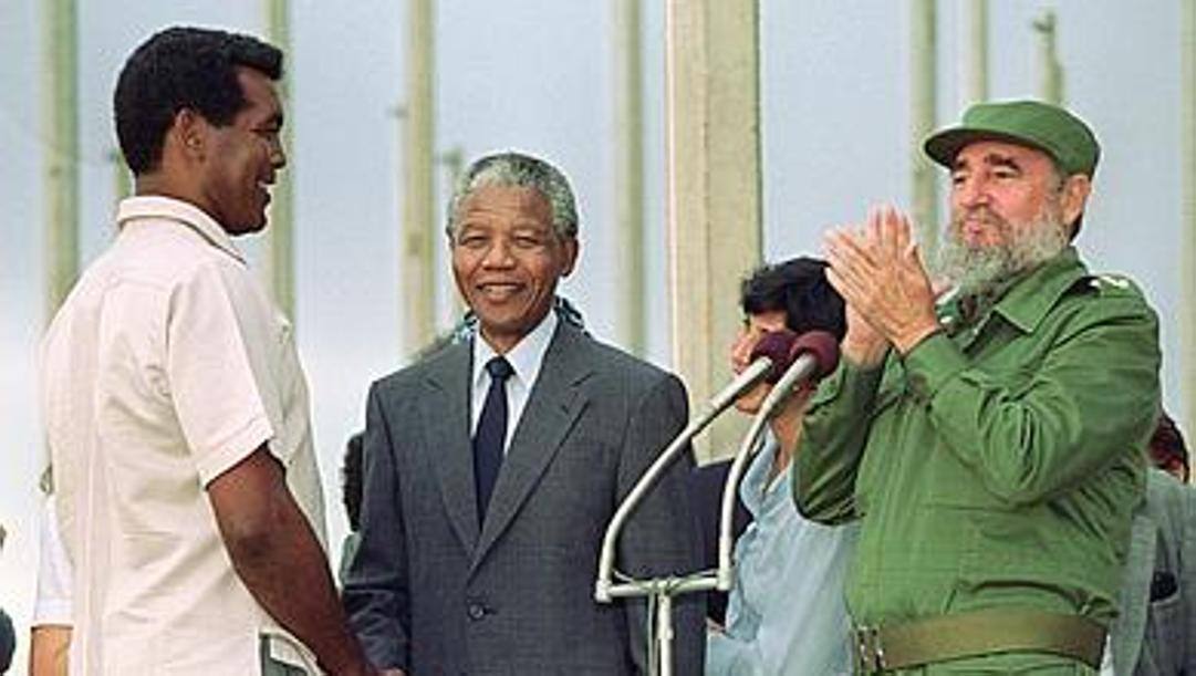 Stevenson con Mandela e Castro  
