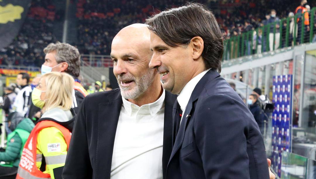 Da sinistra Stefano Pioli e Simone Inzaghi. Ansa 