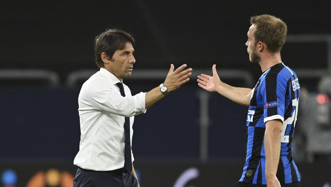 Antonio Conte e Christian Eriksen all'Inter. LaPresse 