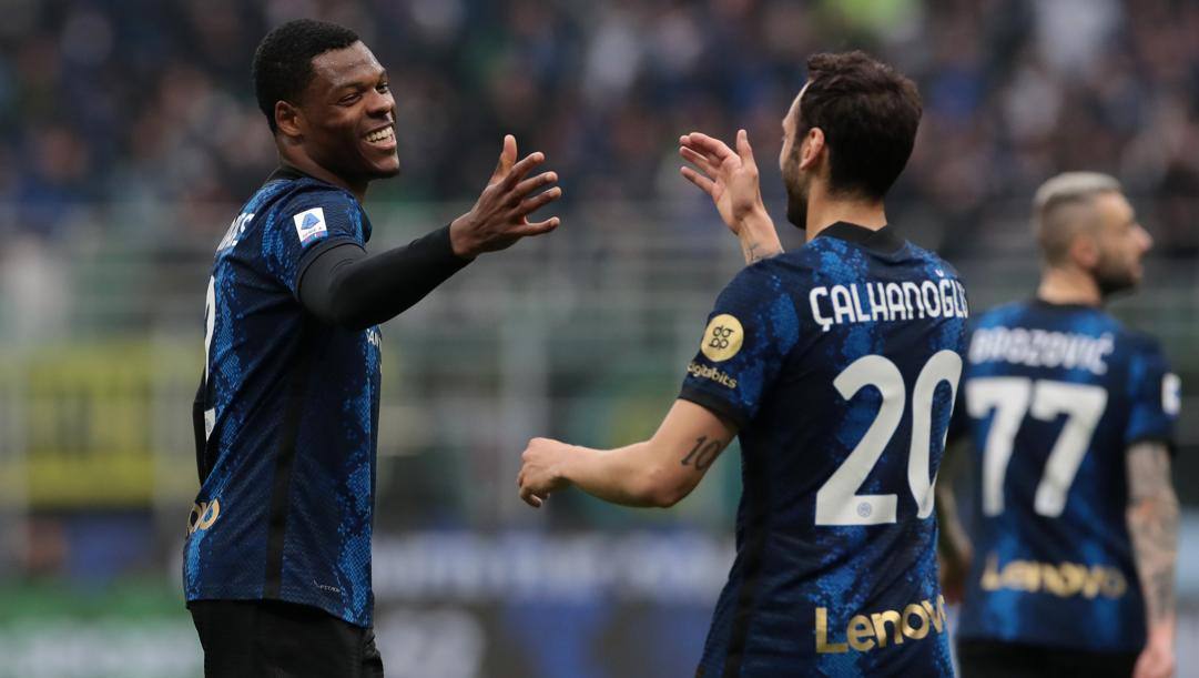 L'esultanza dell'Inter dopo il primo gol. Getty Images 