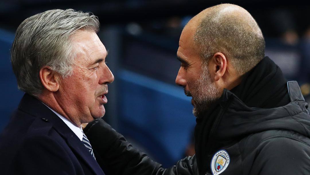 Da sinistra Carlo Ancelotti e Pep Guardiola. Getty Images 