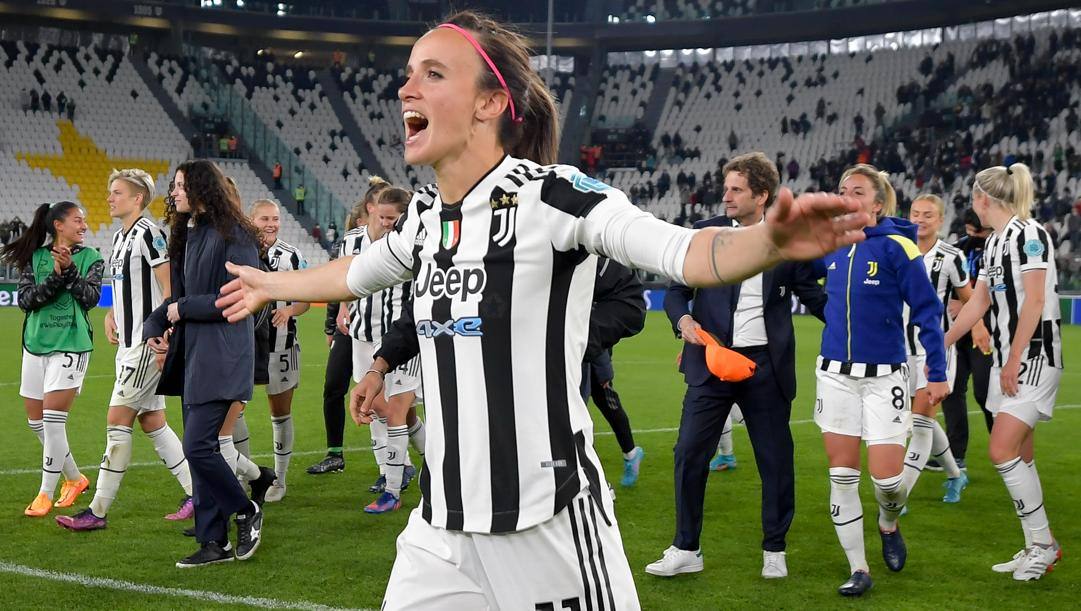 Tutta la gioia di Barbara Bonansea, alla Juventus dal 2017. Getty 