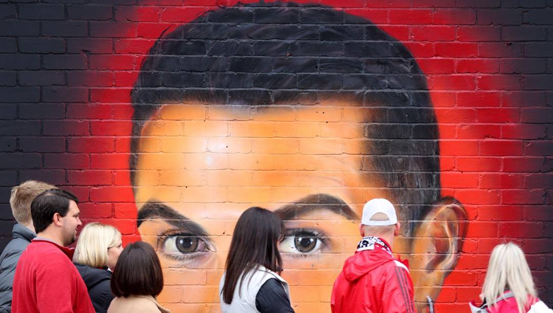 Un murale di Cristiano Ronaldo a Manchester. Getty 