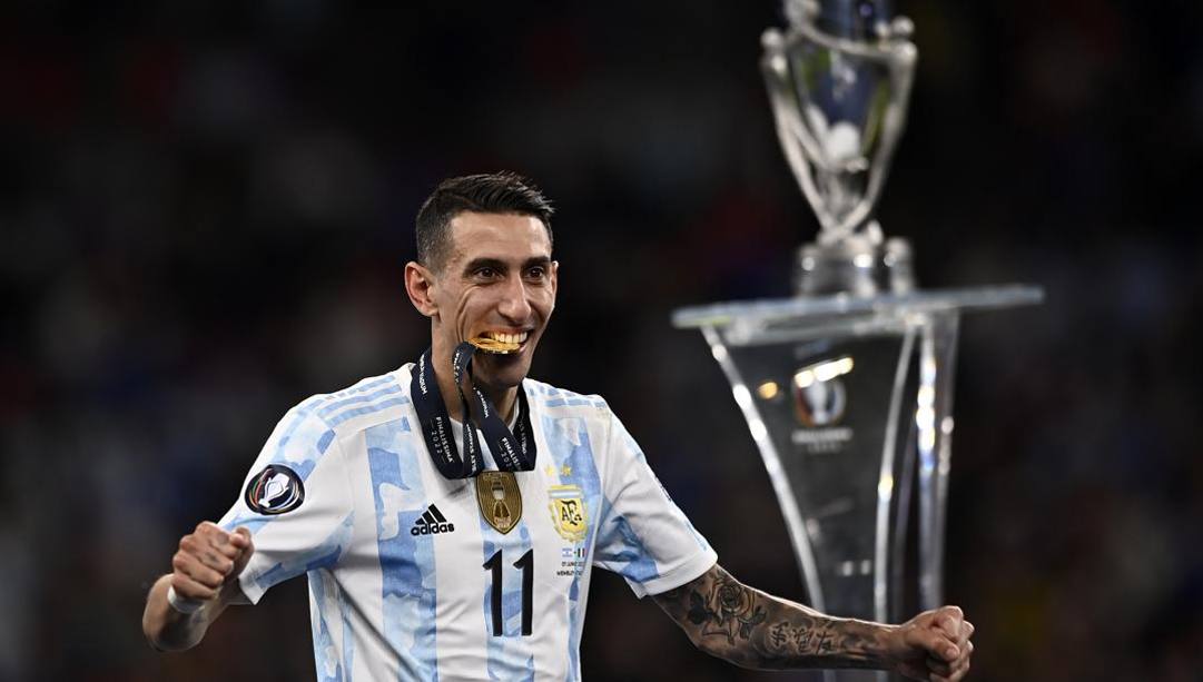 Angel Di Maria raggiante dopo la vittoria dell'Argentina contro l'Italia nella 'Finalissima 2022'  