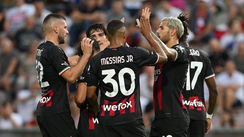Milan, 6-1 al Vicenza in amichevole: debutta De Ketelaere, Tonali si fa male, Rebic doppietta