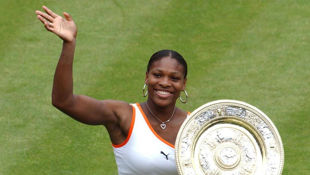 Serena Williams dopo il trionfo a Wimbledon del 2003 