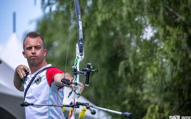 Marco Morello in azione ai World Games di Birmingham, dove ha vinto il bronzo ricurvo 