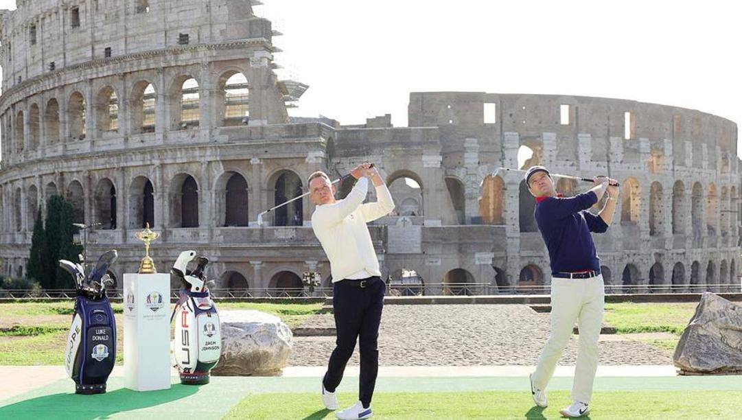Luke Donald e Zach Johnson: uno swing davanti al Colosseo. Getty  