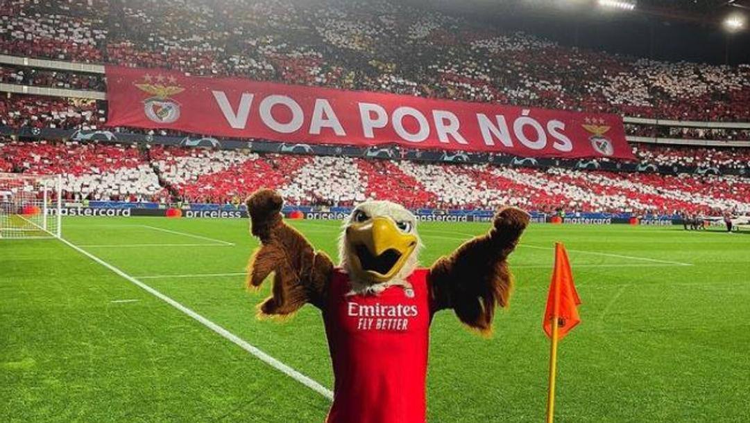 La mascotte del Benfica allo stadio Da Luz. Instagram Benfica 