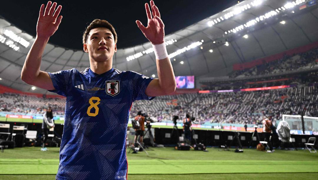 L'esultanza di Takumi Asano per la vittoria sulla Germania 
