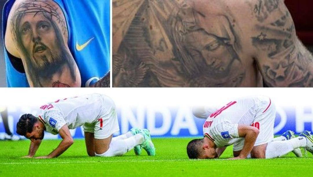 I tatuaggi di Messi e Kjaer e le preghiere dei giocatori dell'Iran 
