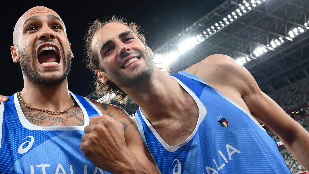  Tokyo 2020, 2 medaglie d'oro nell'atletica per l'Italia con Jacobs nei 100 metri e Tamberi nel salto in alto. Lapresse  