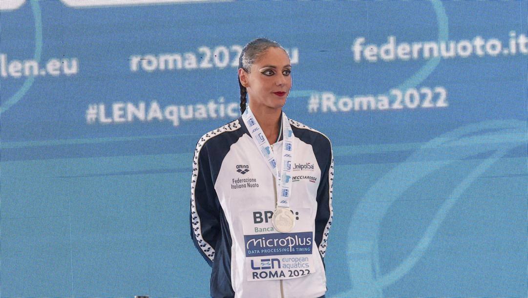 Linda Cerruti sul podio degli Europei di Roma nell'agosto scorso 