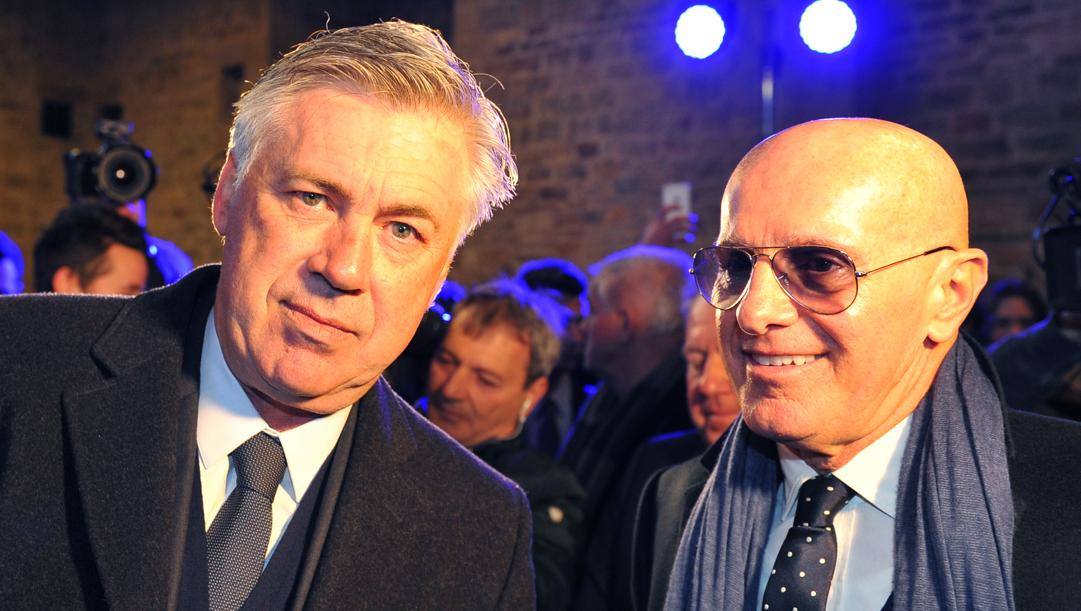 Carlo Ancelotti e Arrigo Sacchi. Lapresse 