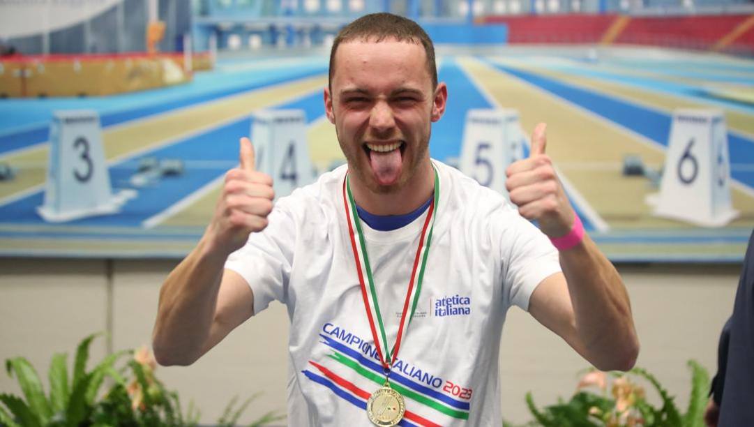 Samuele Ceccarelli, 23 anni, nuovo campione italiano dei 60 metri indoor. Colombo 