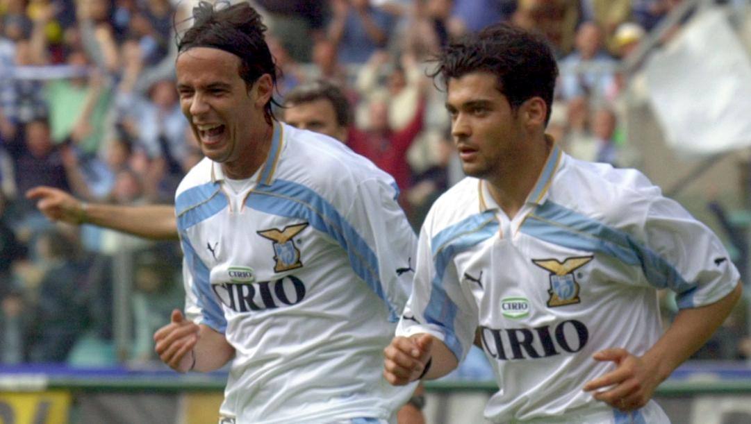 Simone Inzaghi e Fabio Conceiçao alla Lazio nel 2000. Ap 