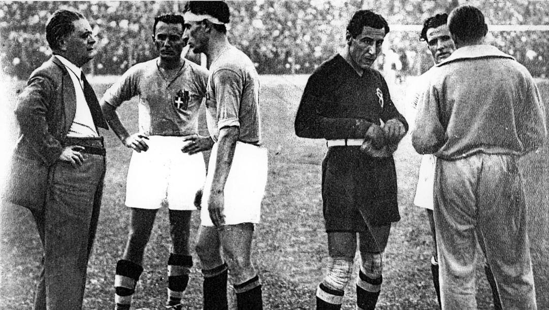 Da sinistra Pozzo,  Monzeglio, Bertolini, Combi, Monti al Mondiale del 1934 