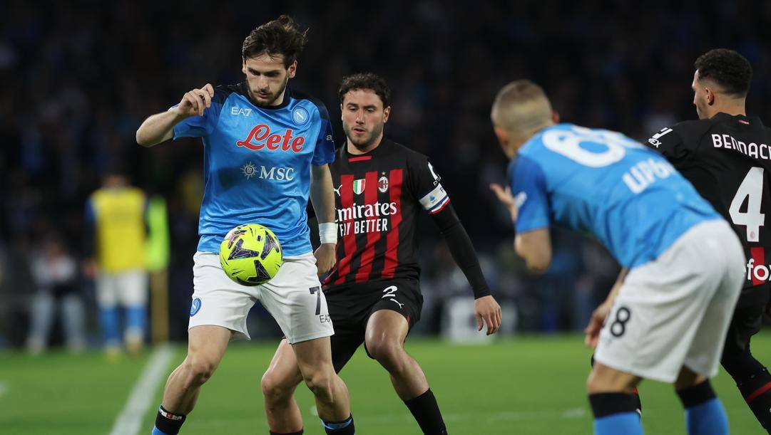 Una fase dell'ultimo Napoli-MIlan di campionato 