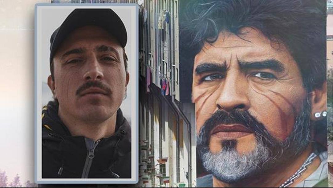 Jorit, street artist napoletano autore del gigantesco murale dedicato a Maradona 