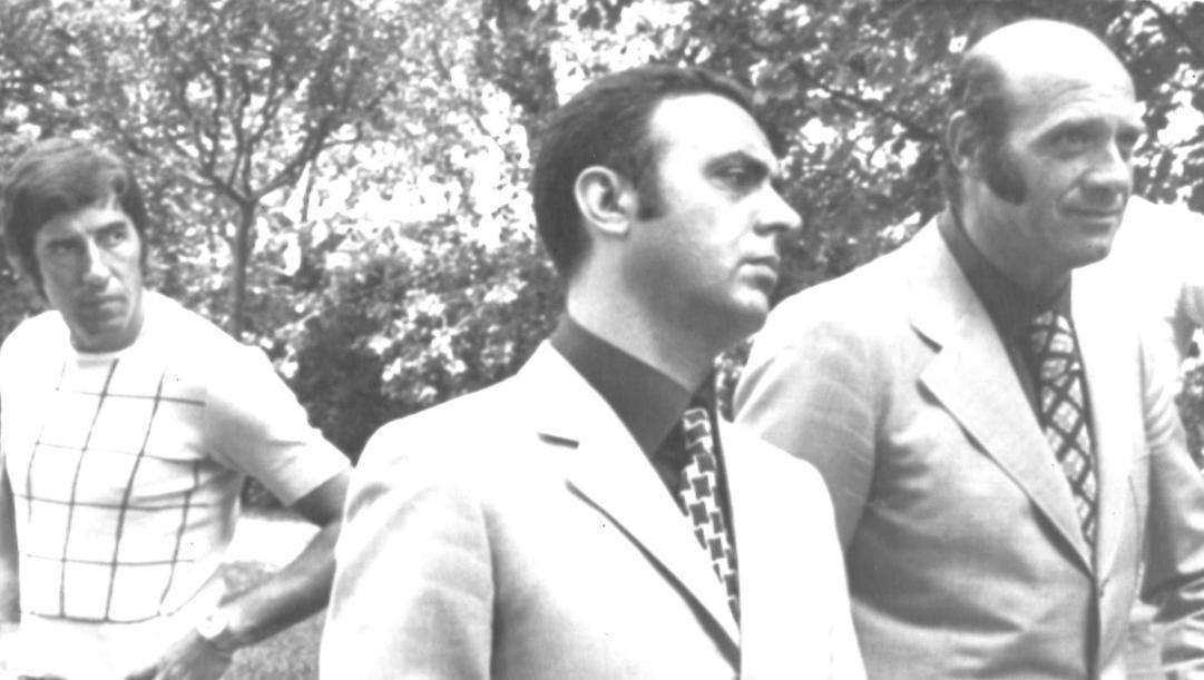 Corsini, Randazzo e Previtali, rispettivamente allenatore, segretario e ds dell'Atalanta nel 1973 