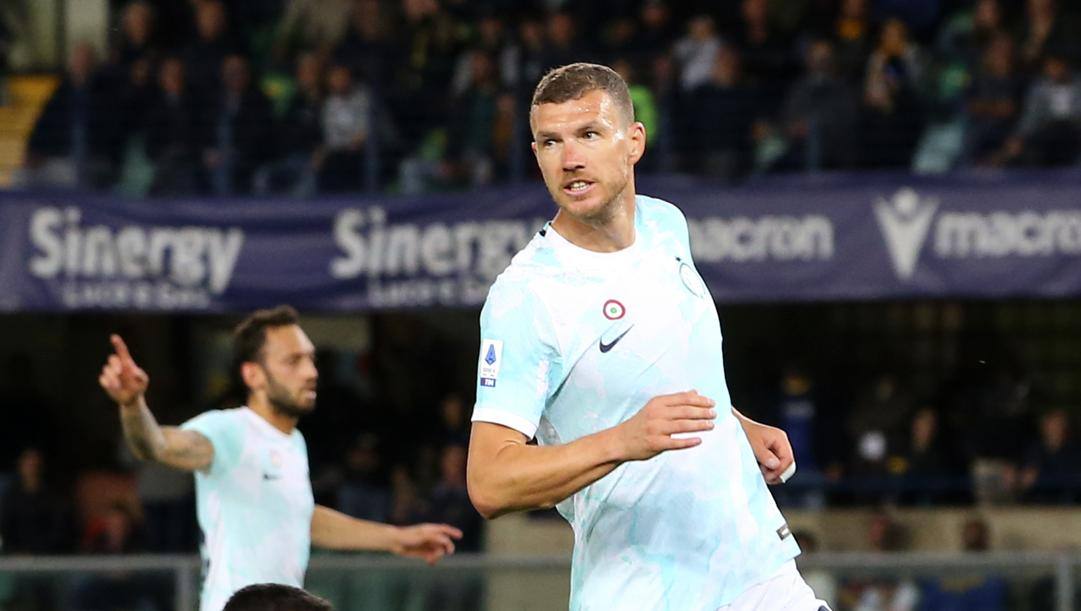 Edin Dzeko, 37 anni, attaccante dell'Inter. LaPresse 