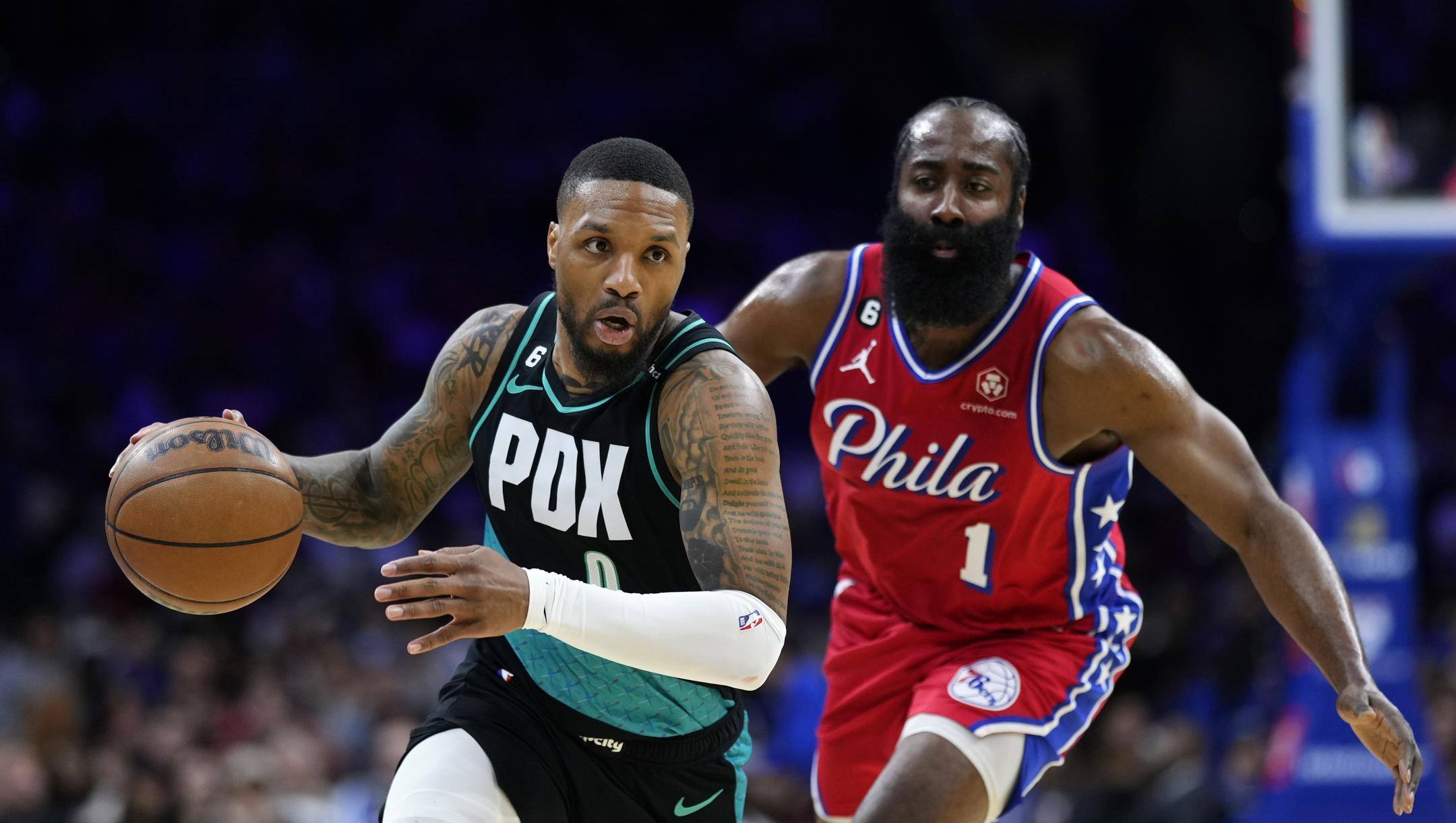 Damian Lillard e James Harden. Ap 