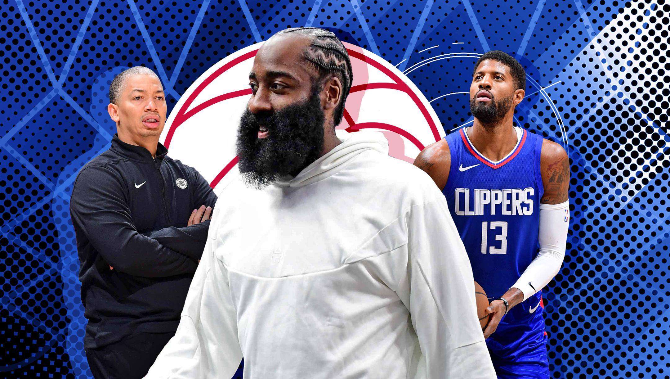 James Harden. Alle sue spalle Ty Lue e Paul George 