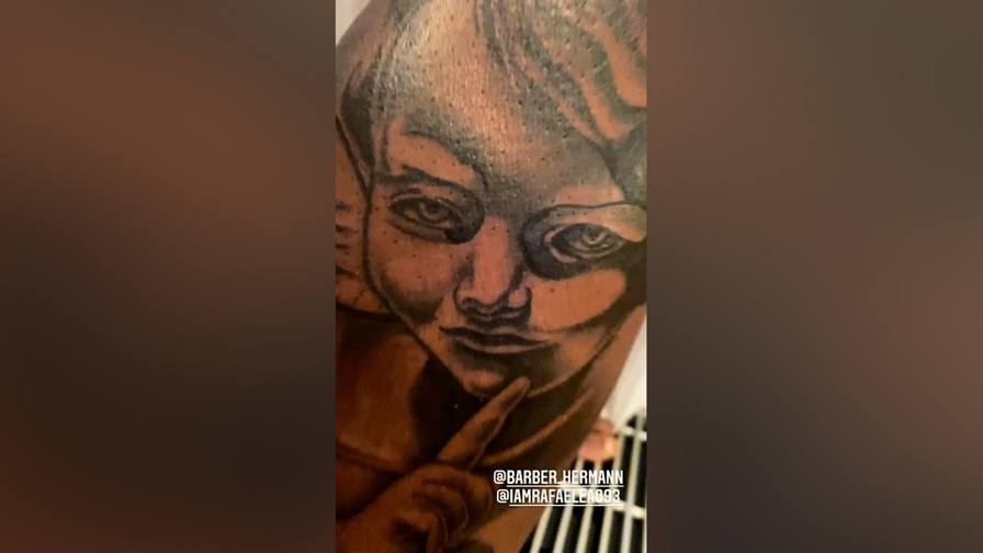 Look Rafael Leao Dedicates New Tattoo To Rap Collective OTF  Thick Accent